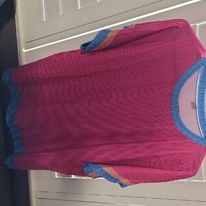 Vibrant Pink and Blue Striped Top